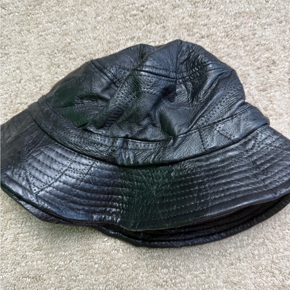 Accessories - Black Leather Bucket Hat